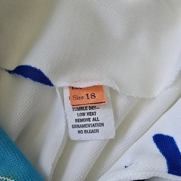 60s Mod Retro Collared Dress Blue Green Turquoise Vintage House Wife Size 18 - Picture 11 of 15